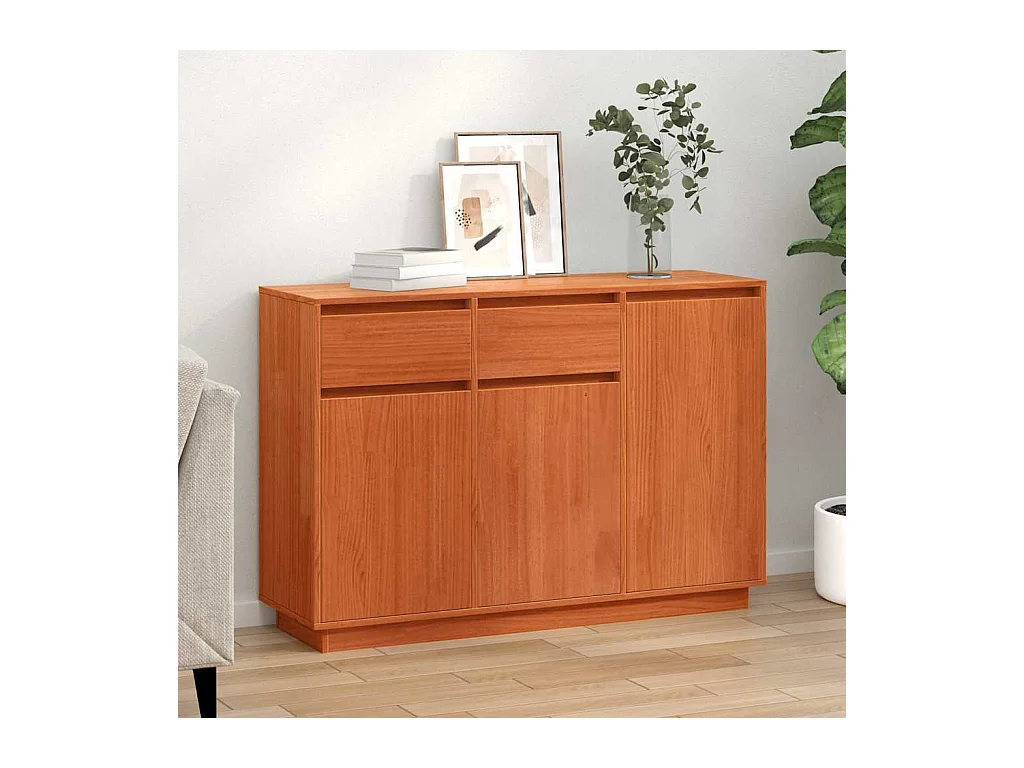 Buffet Marron cire 110 x 34 x 75 cm Bois massif en pin