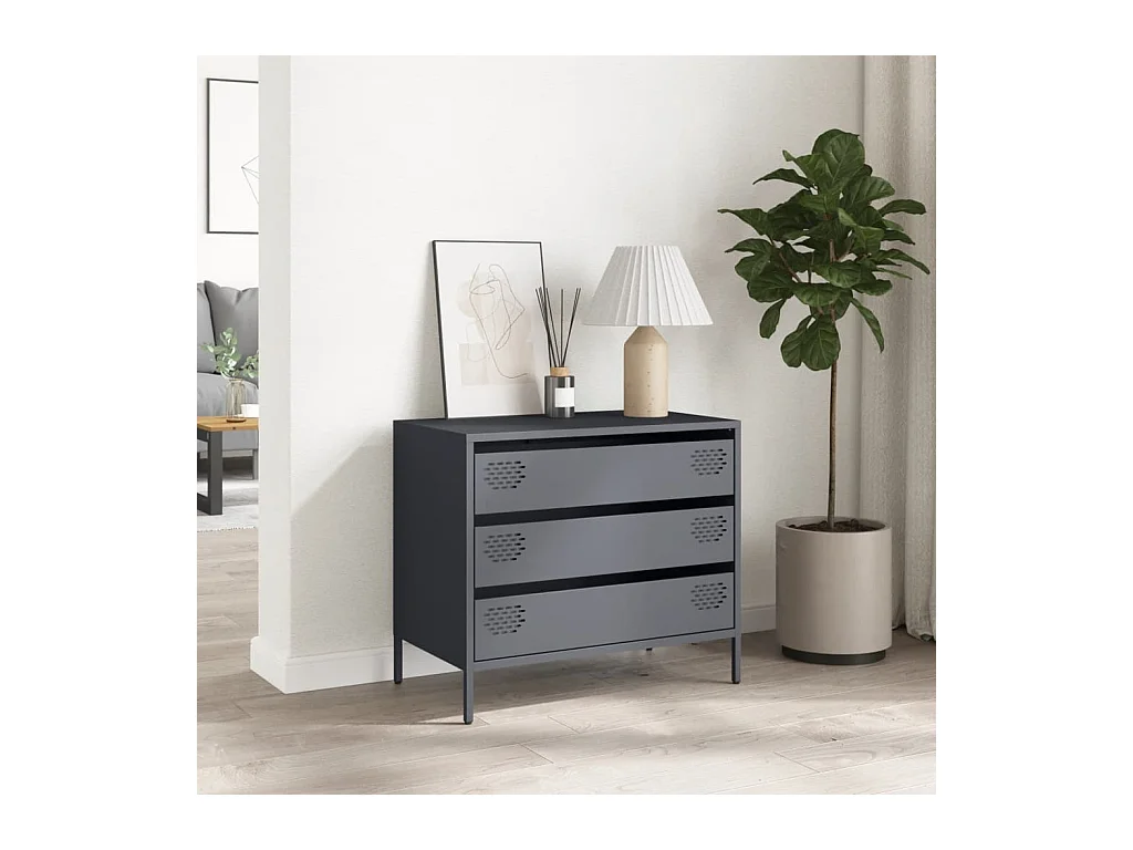 Buffet anthracite 68x39x58,5 cm acier laminé à froid