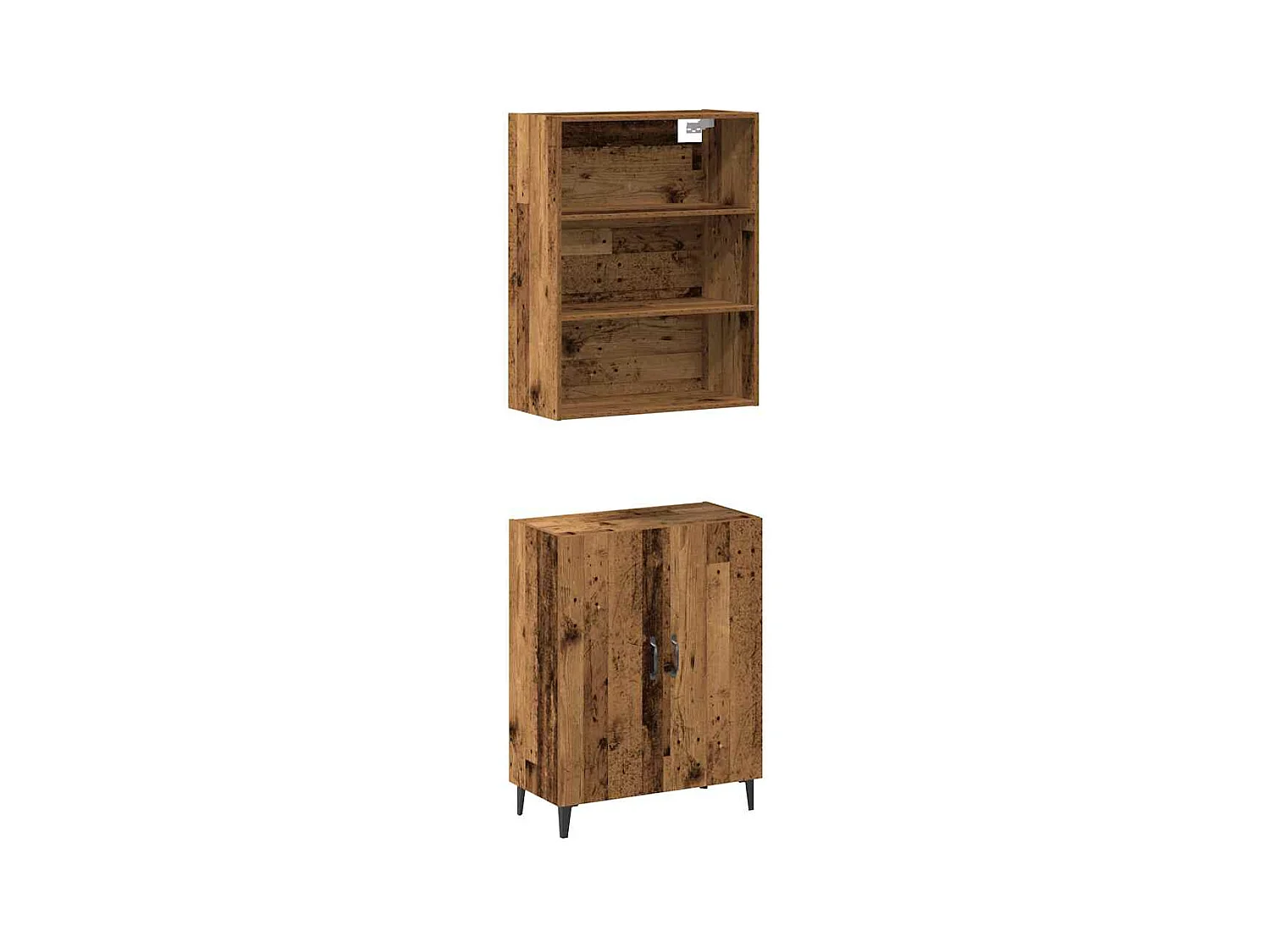 Buffet avec armoire murale vieux bois bois d'ingénierie