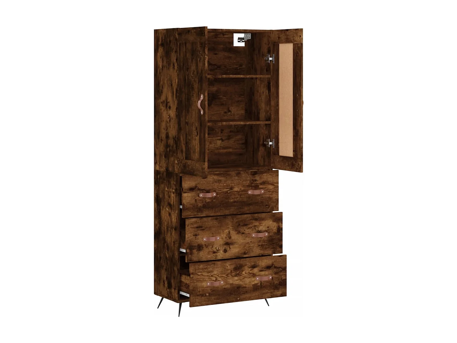 Buffet haut Chêne fumé 69,5x34x180 cm Bois d'ingénierie