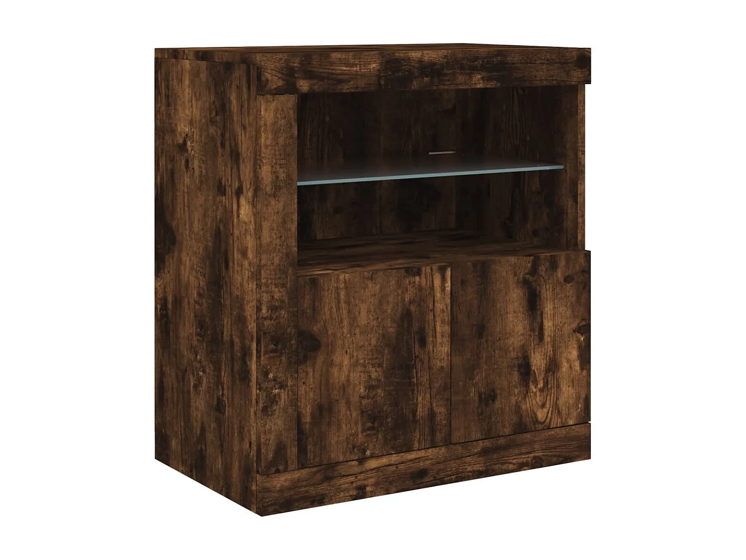 Buffet avec lumières LED chêne fumé 181,5x37x67 cm