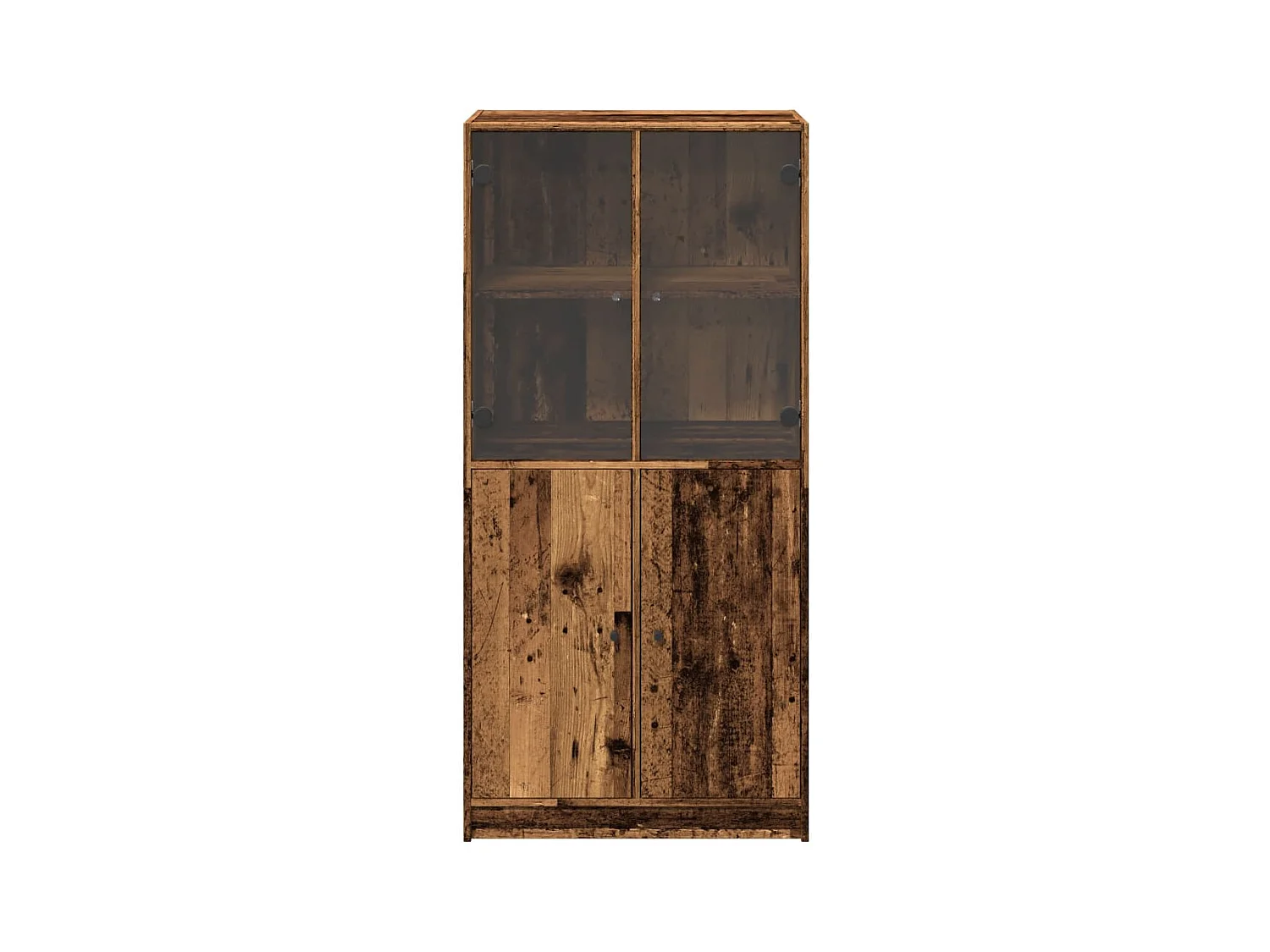 Buffet haut avec portes vieux bois 68x37x142 cm bois ingénierie
