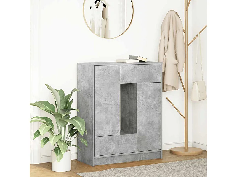 Buffet avec tiroirs et portes gris béton 73x31x90 cm