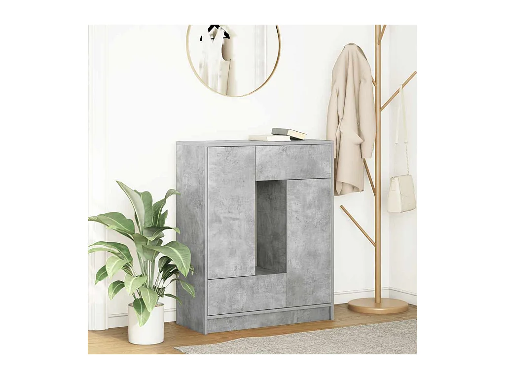 Buffet avec tiroirs et portes gris béton 73x31x90 cm