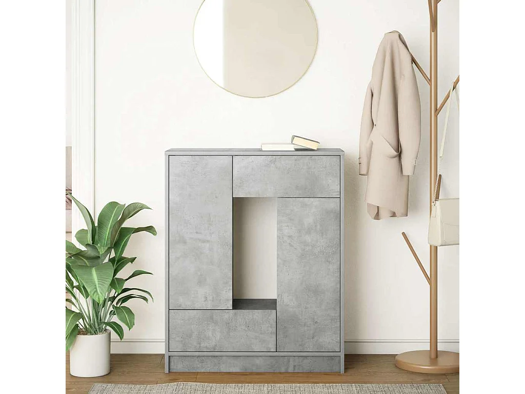 Dressoir met lades en deuren 73x31x90 cm betongrijs