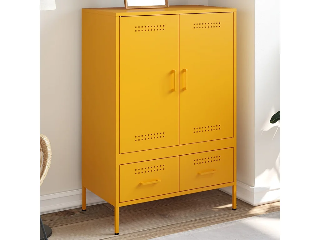 Buffet haut jaune moutarde 68x39x101,5 cm acier