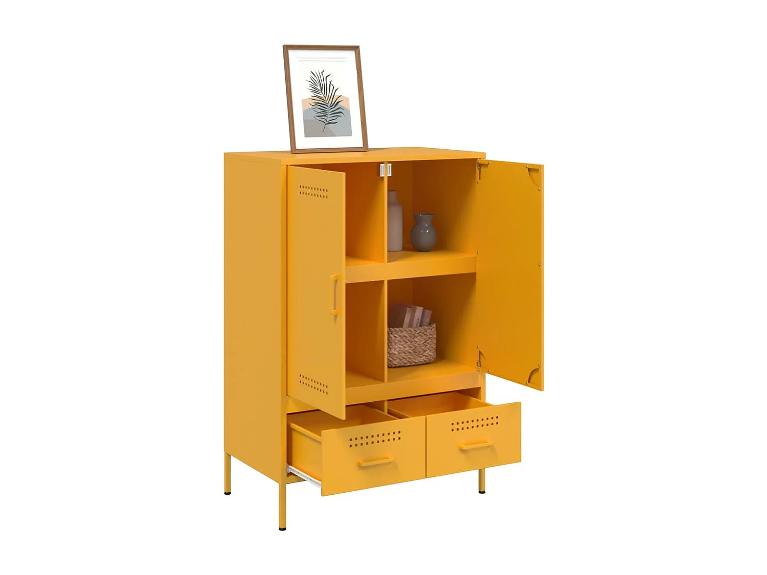 Buffet haut jaune moutarde 68x39x101,5 cm acier