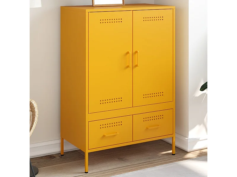 Buffet haut jaune moutarde 68x39x101,5 cm acier