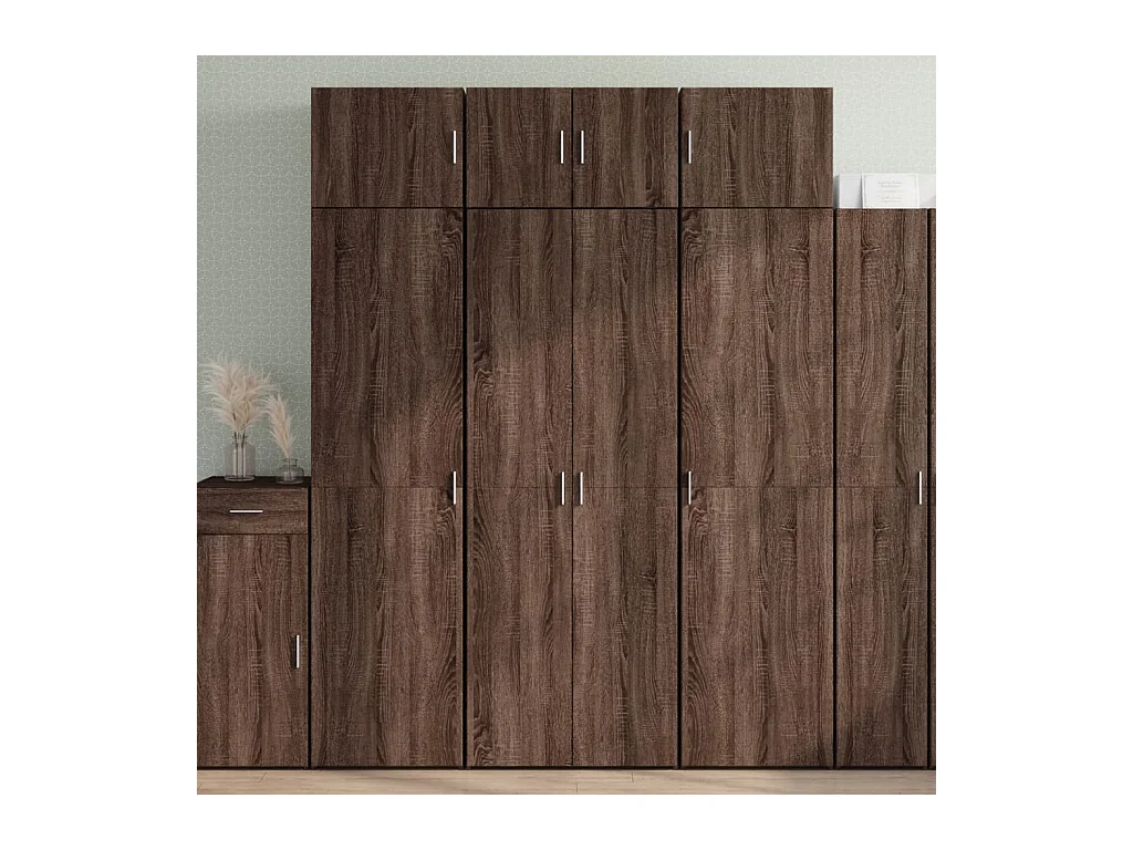 Buffet haut chêne marron 70x42,5x185 cm bois d'ingénierie