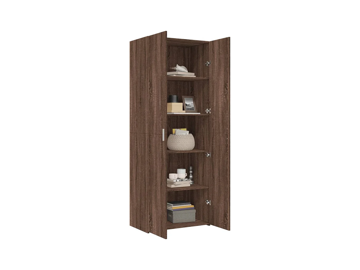 Buffet haut chêne marron 70x42,5x185 cm bois d'ingénierie