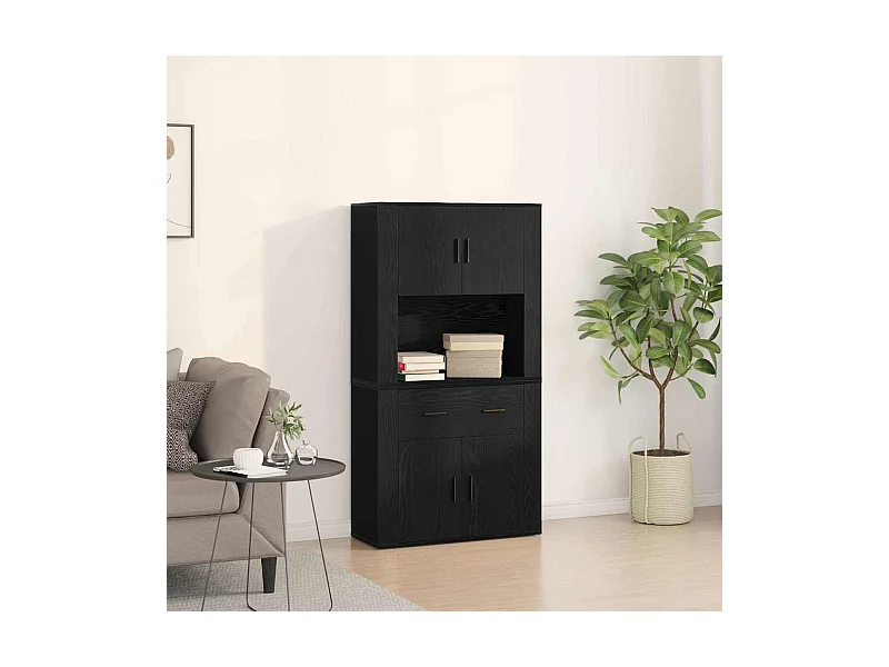 Highboard Roble negro 80 x 33 x 150 cm Madera contrachapada