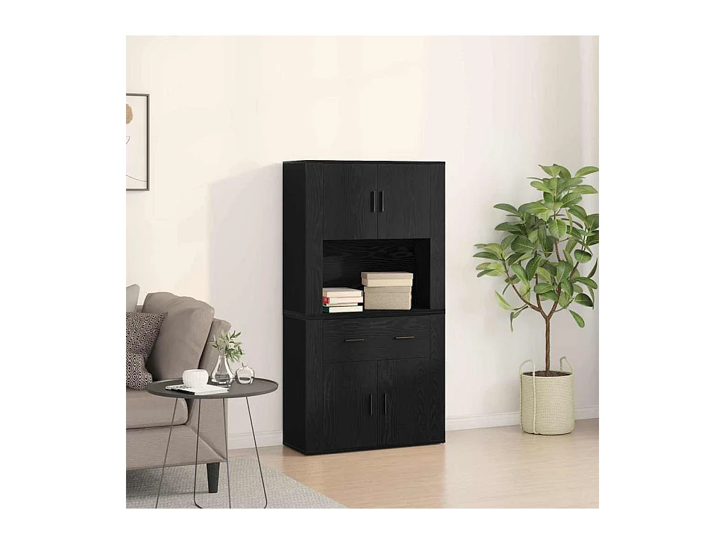 Haut de Buffet Chêne noir 80 x 33 x 150 cm Bois d'ingénierie