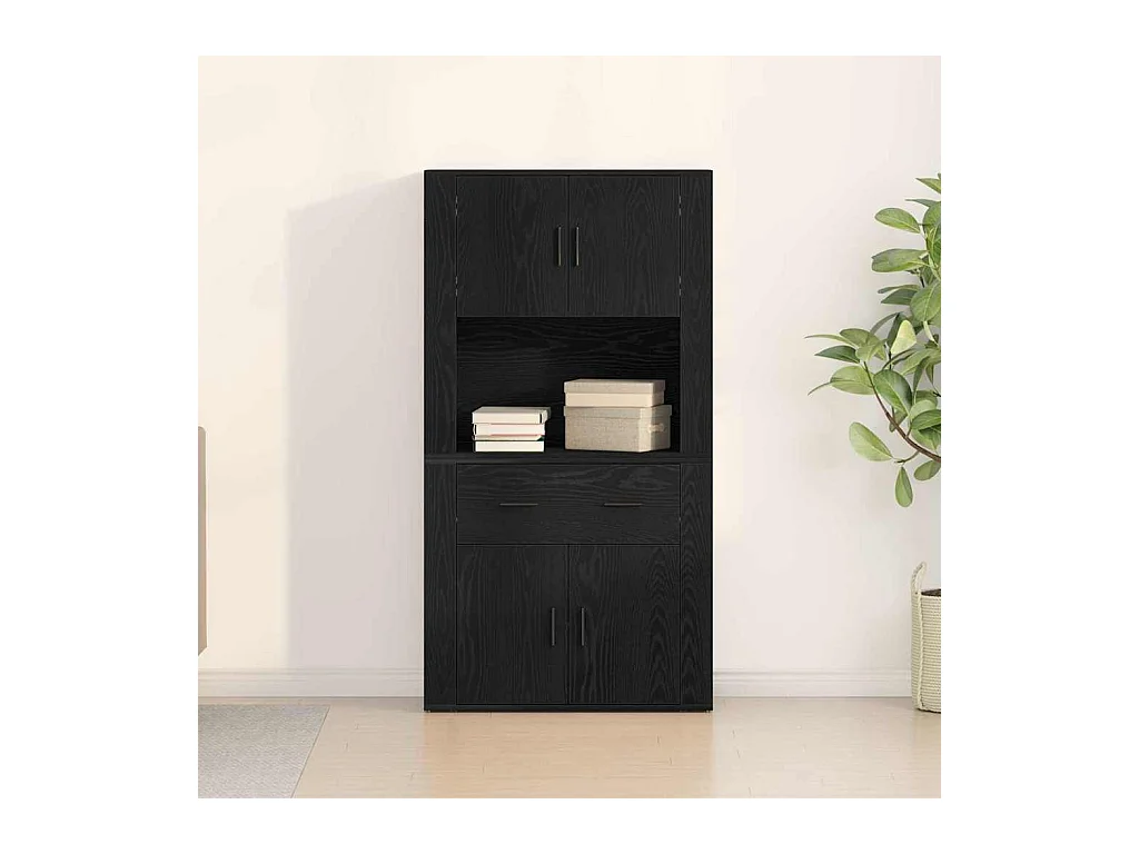 Haut de Buffet Chêne noir 80 x 33 x 150 cm Bois d'ingénierie