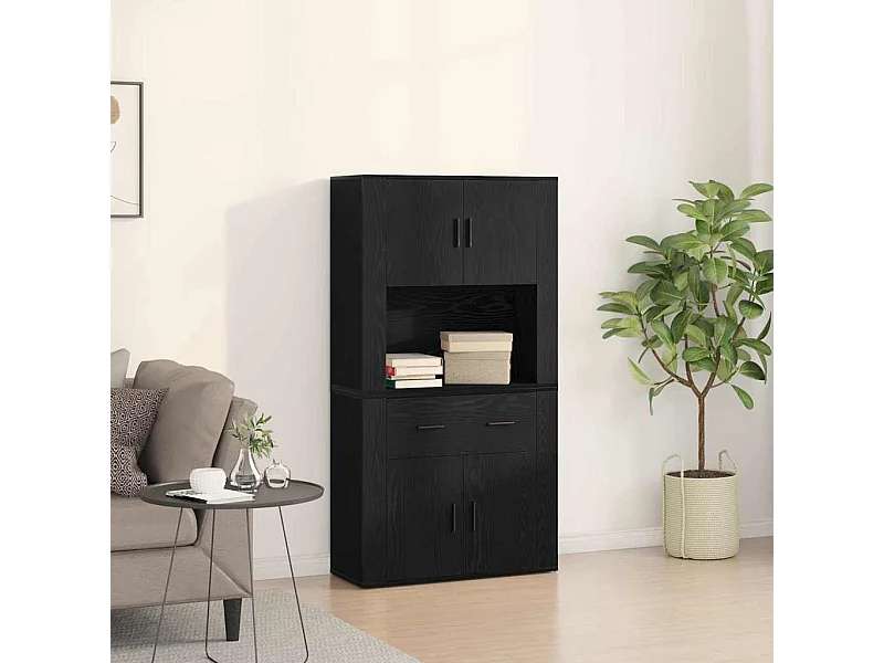 Haut de Buffet Chêne noir 80 x 33 x 150 cm Bois d'ingénierie