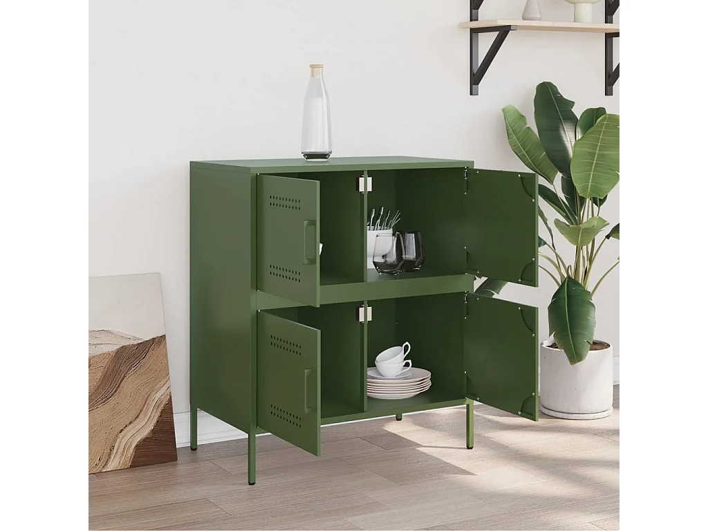 Buffet vert olive 68x39x79 cm acier