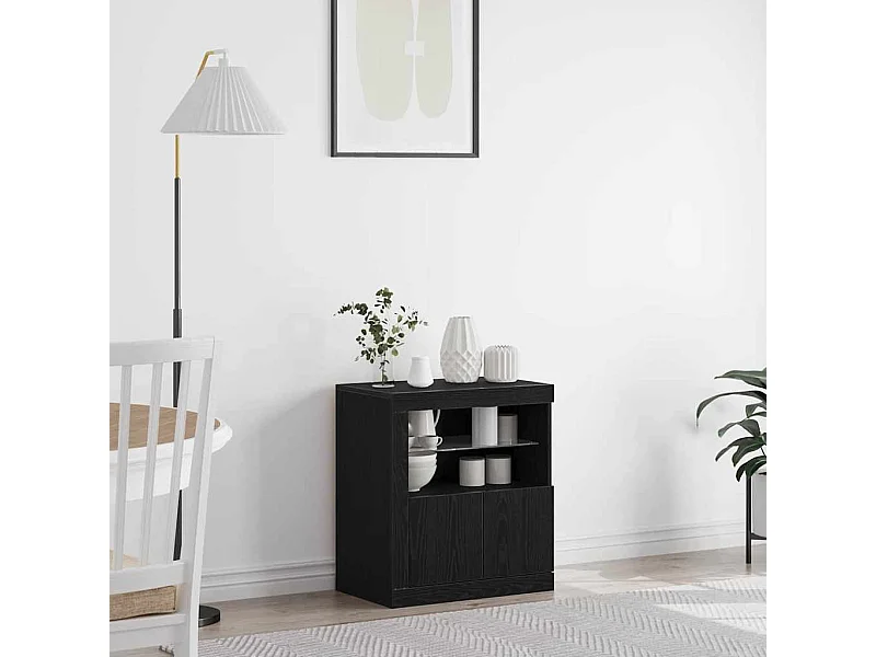 Buffet Noir 60.5 x 37 x 67 cm Bois d'ingénierie
