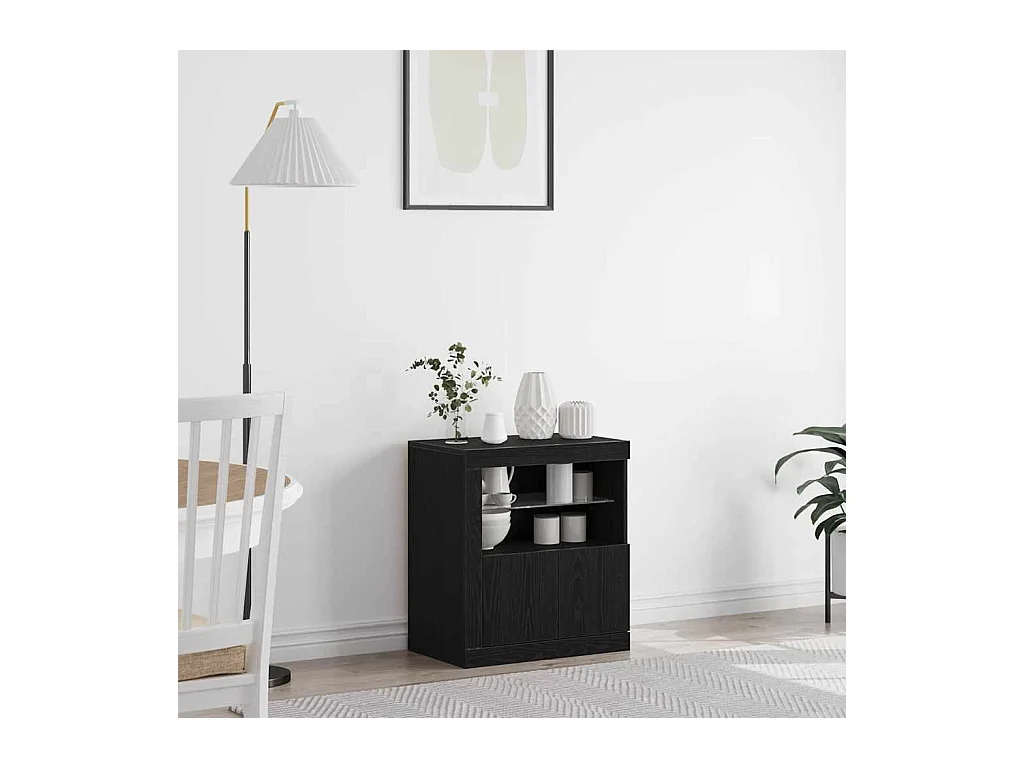 Buffet Noir 60.5 x 37 x 67 cm Bois d'ingénierie