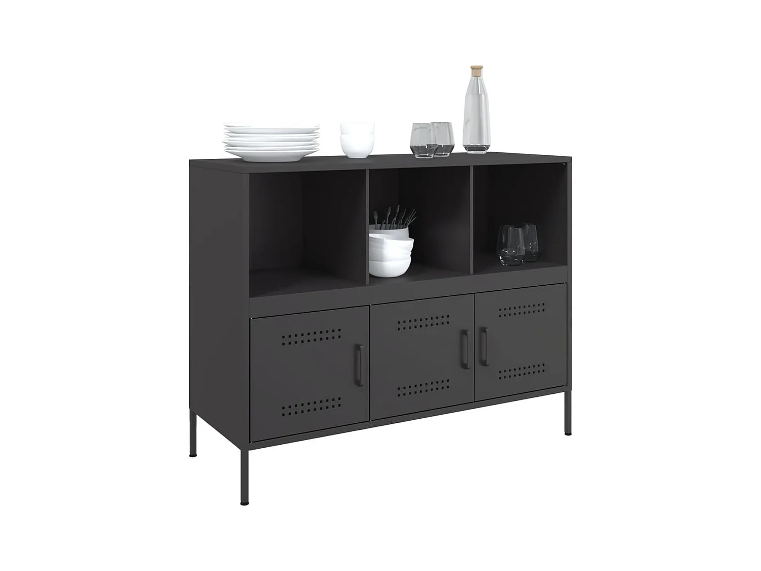 Buffet noir 100,5x39x79 cm acier