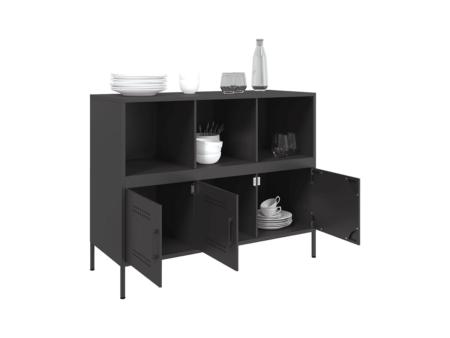 Buffet noir 100,5x39x79 cm acier