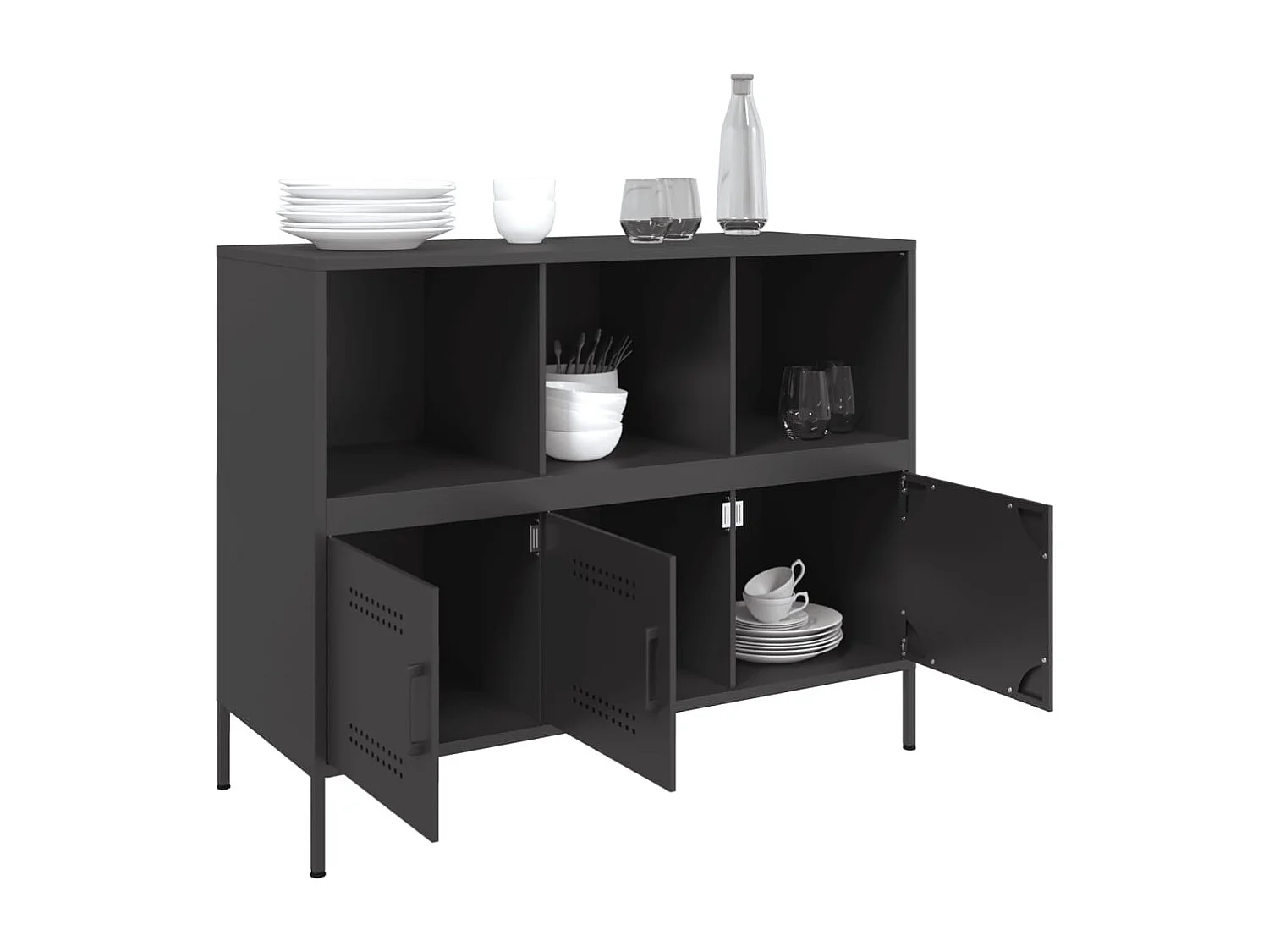 Buffet noir 100,5x39x79 cm acier