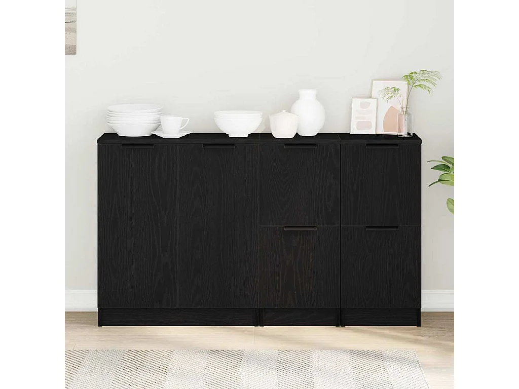 Buffet Chêne noir 180 x 30 x 70 cm Bois d'ingénierie