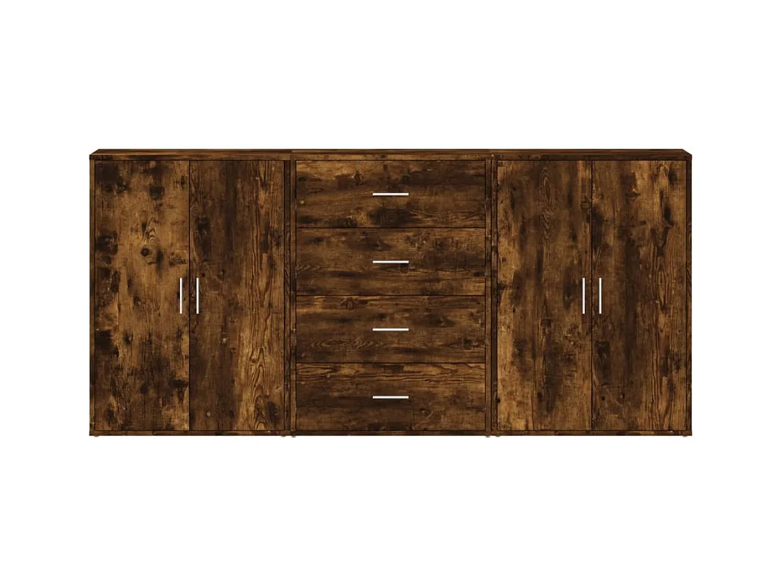 Dressoirs 3 st 60x31x84 cm bewerkt hout gerookt eikenkleurig