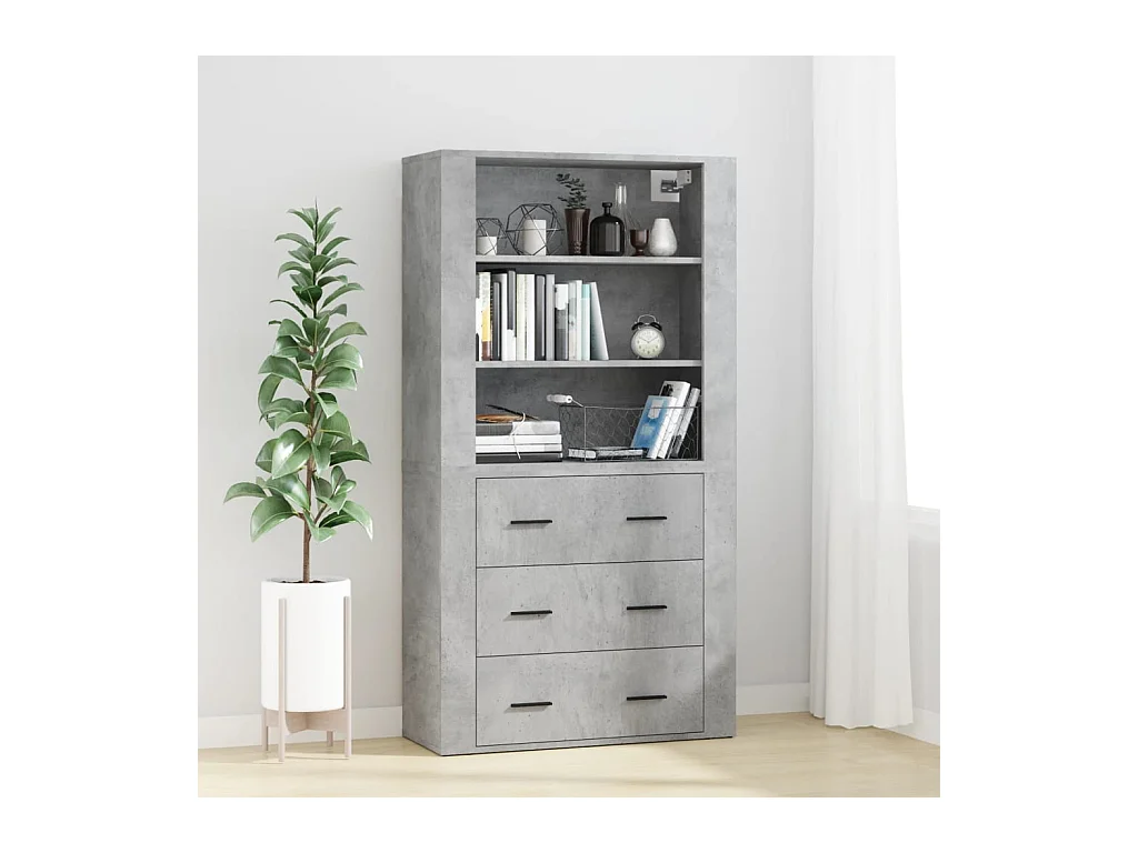 Aparador alto madera contrachapada gris hormigón