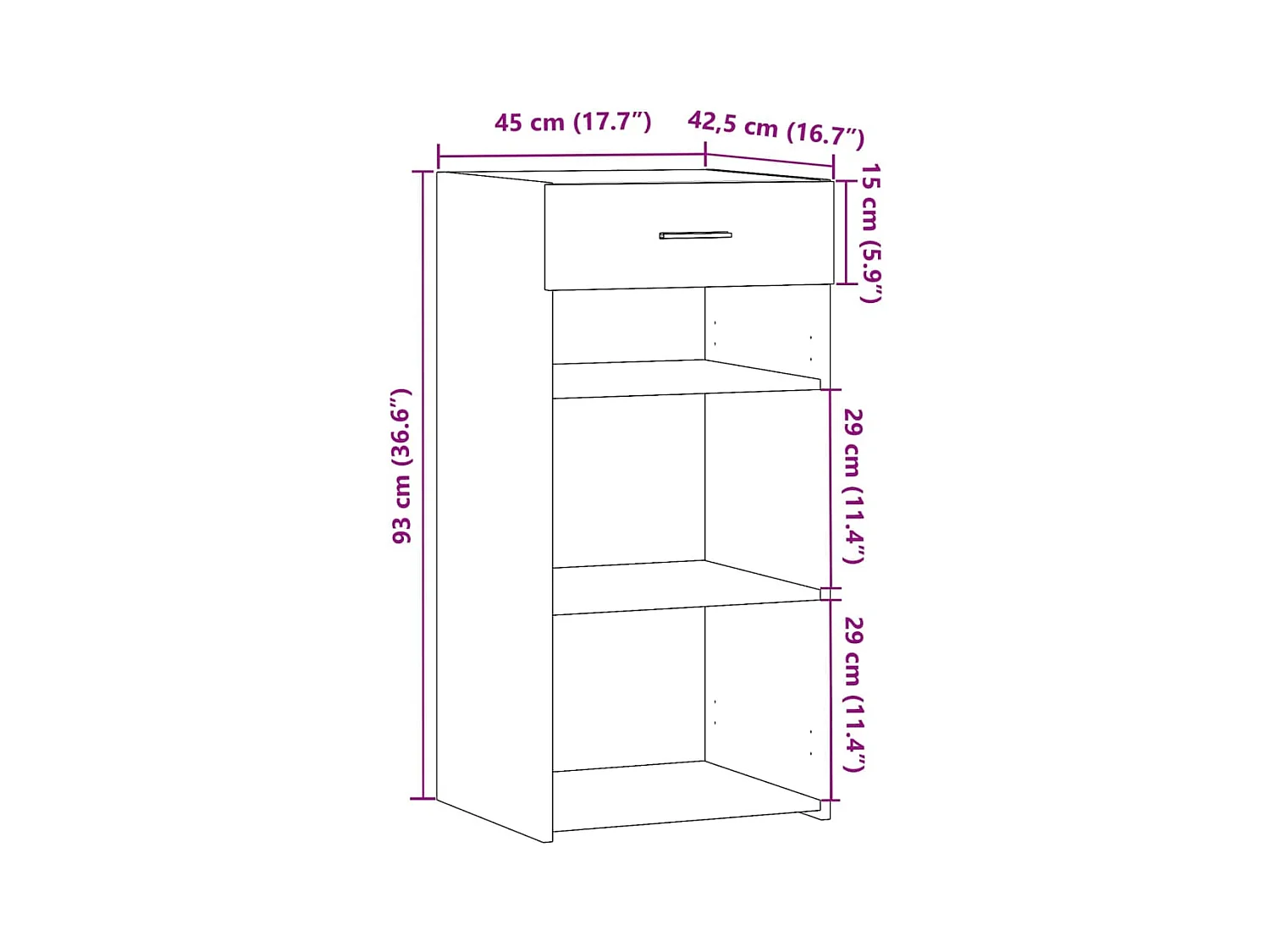 Buffet gris béton 45x42,5x93 cm bois d'ingénierie