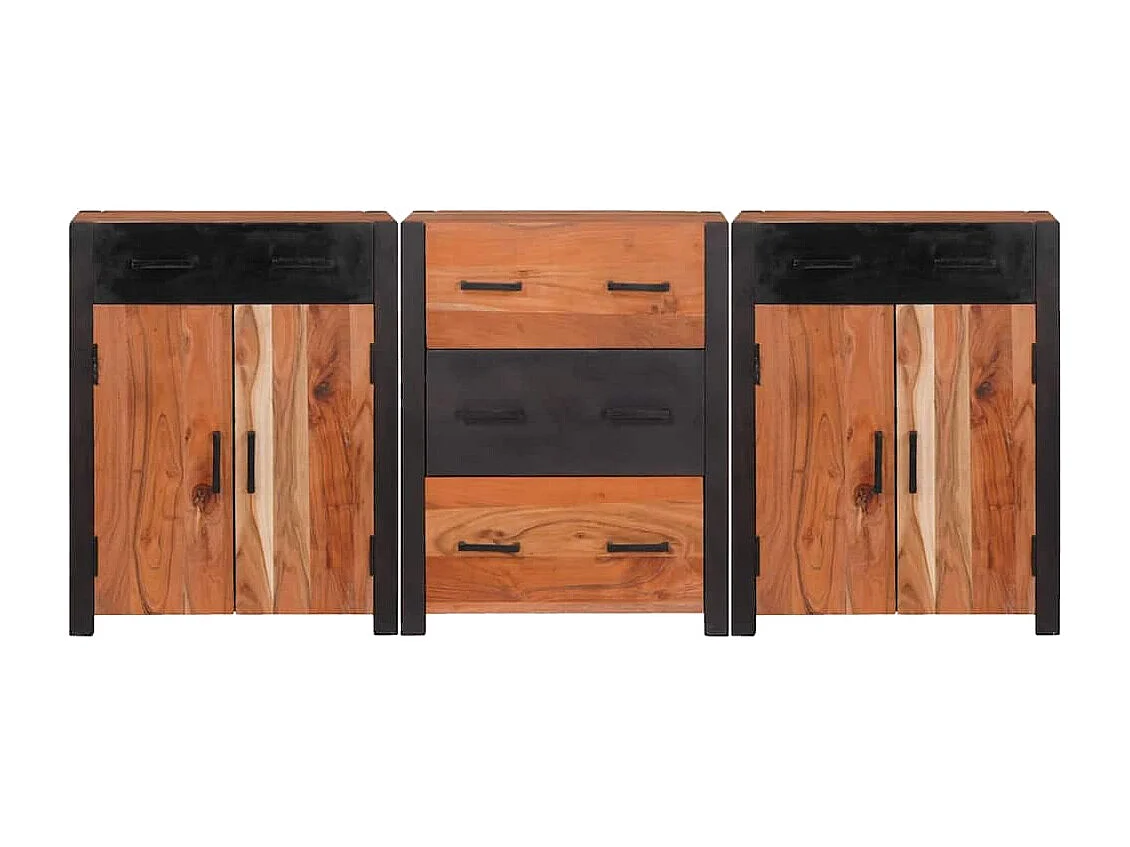 Buffet 3 pièces Marron 165 x 30 x 75 cm Bois d'acacia massif