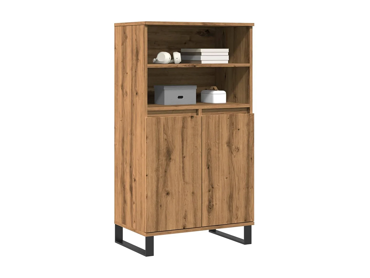 Buffet haut chêne artisanal 60x36x110 cm bois d'ingénierie