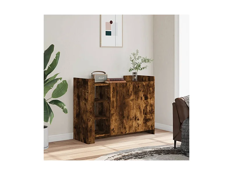 Dressoir 100x35x75 cm bewerkt hout gerookt eikenkleurig