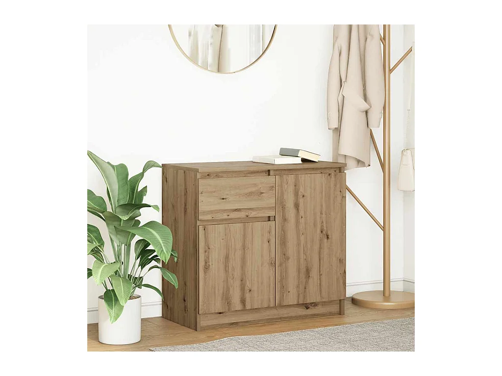 Buffet avec tiroir chêne artisanal 71x35x65 cm bois ingénierie