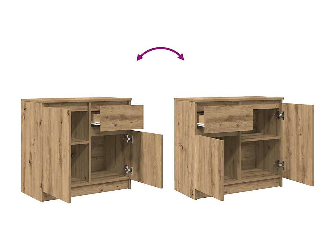 Dressoir lade 71x35x65 cm spaanplaat artisanaal eikenkleurig