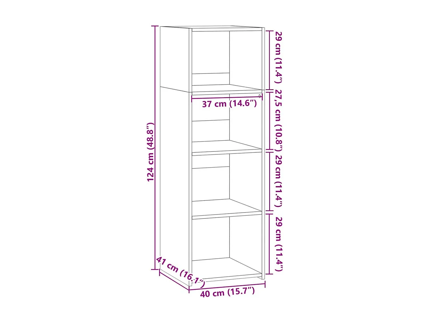 Buffet gris béton 40x41x124 cm bois d'ingénierie