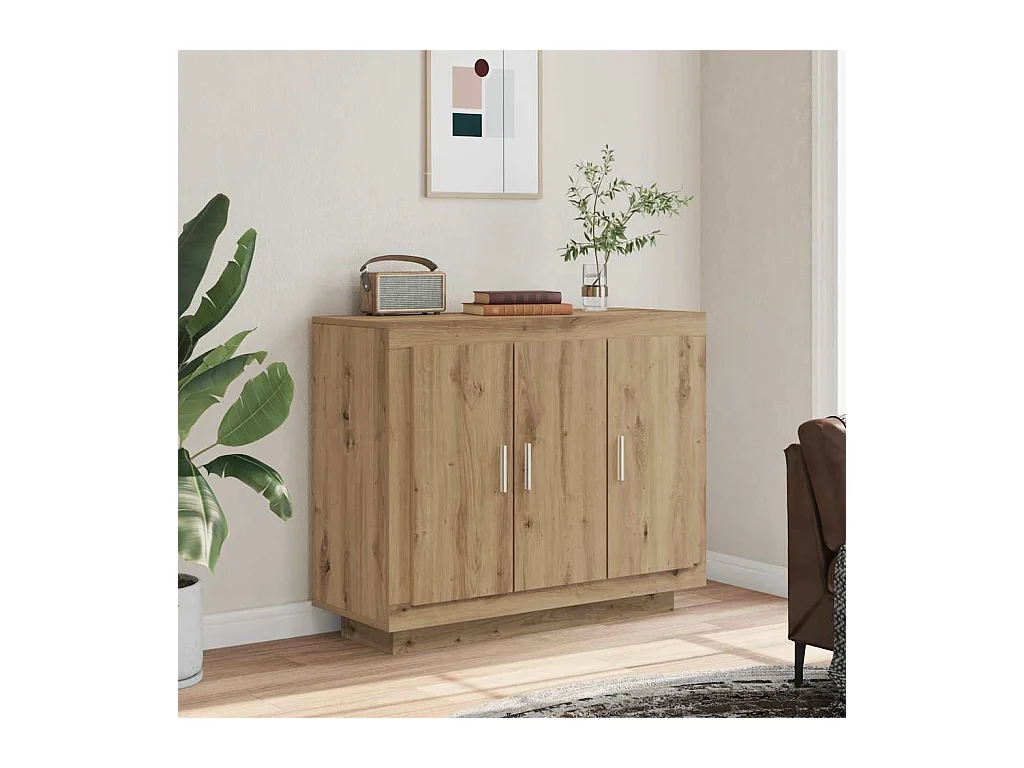 Buffet chêne artisanal 92x35x75 cm bois d'ingénierie