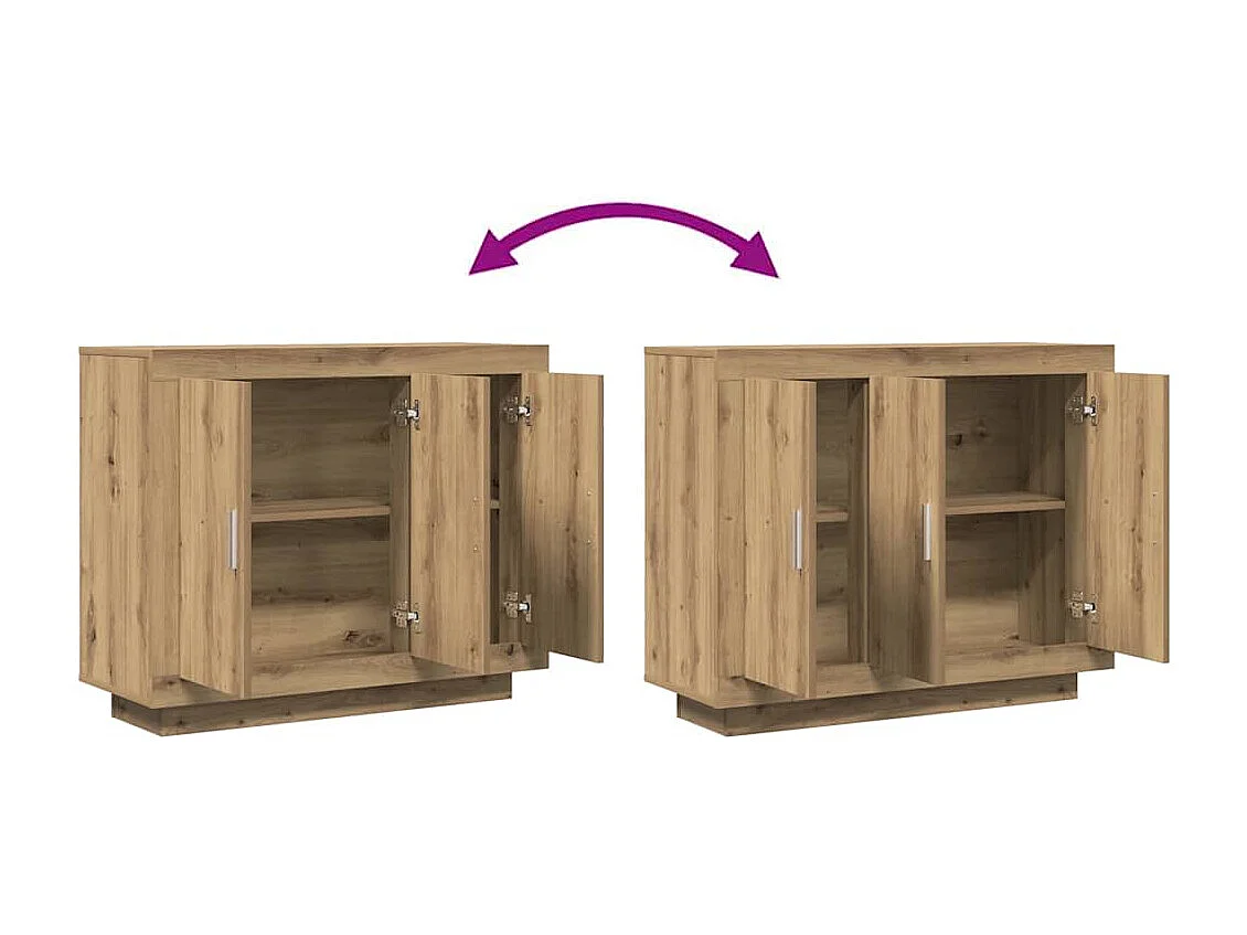 Buffet chêne artisanal 92x35x75 cm bois d'ingénierie