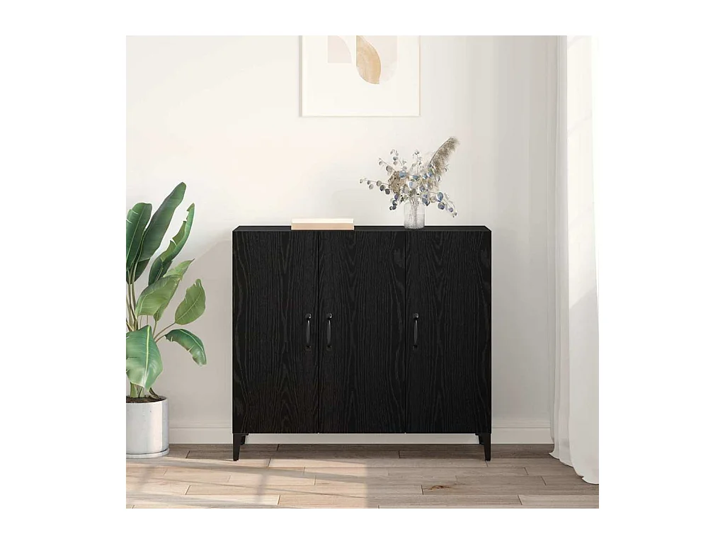 Vitrina Roble negro 34 x 90 x 80 cm Madera contrachapada