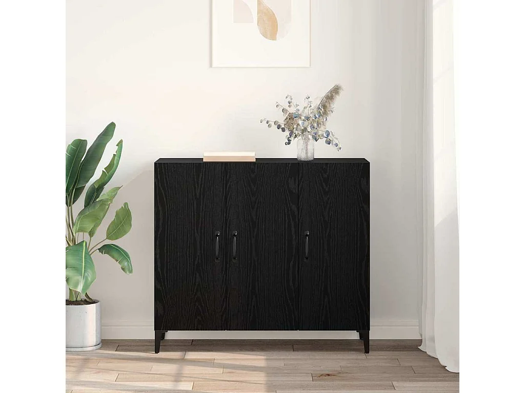 Buffet Chêne noir 34 x 90 x 80 cm Bois d'ingénierie