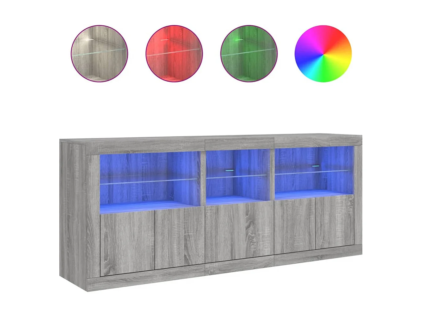 Dressoir met LED-verlichting 162x37x67 cm grijs sonoma