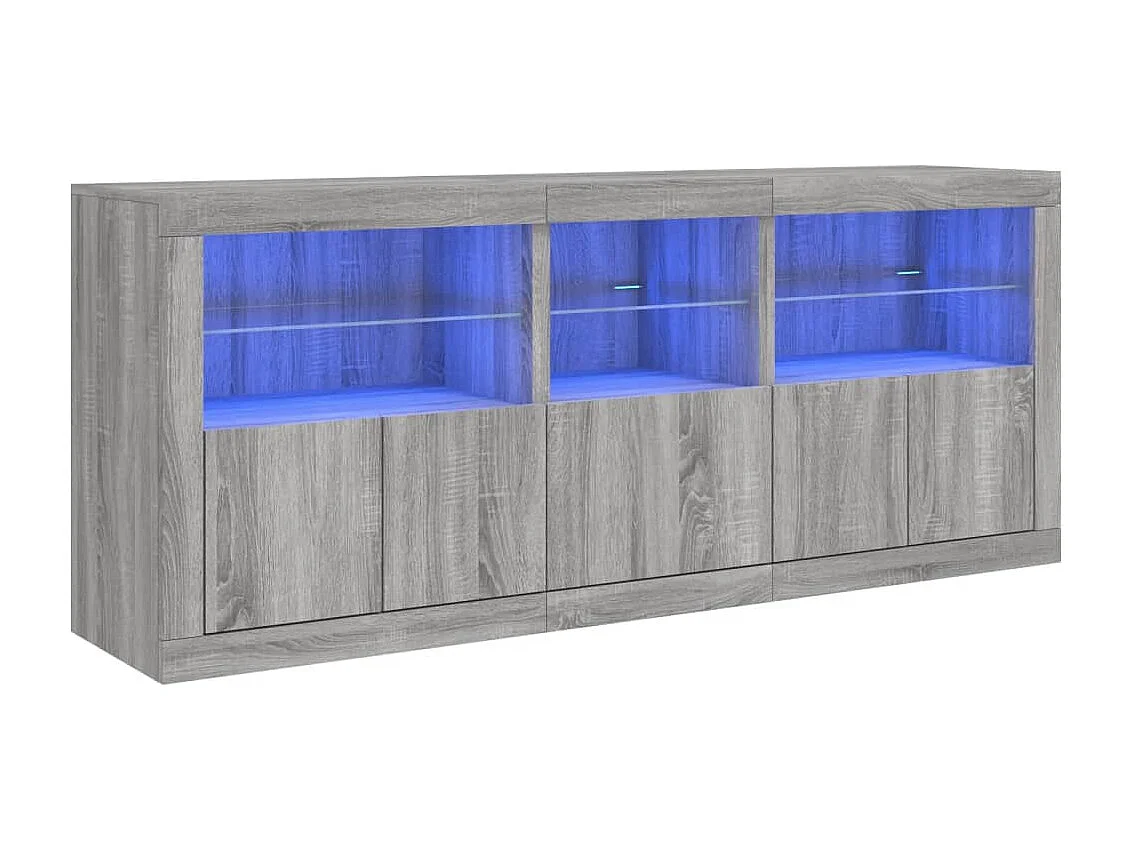 Dressoir met LED-verlichting 162x37x67 cm grijs sonoma
