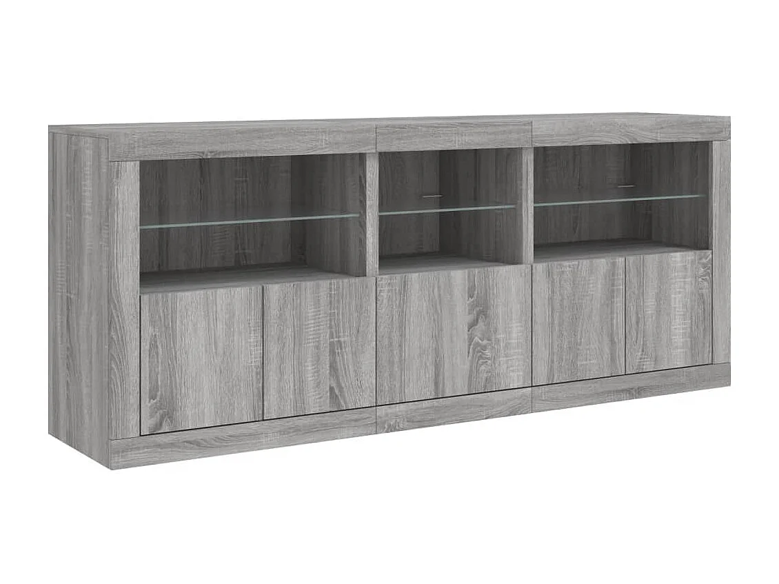 Dressoir met LED-verlichting 162x37x67 cm grijs sonoma