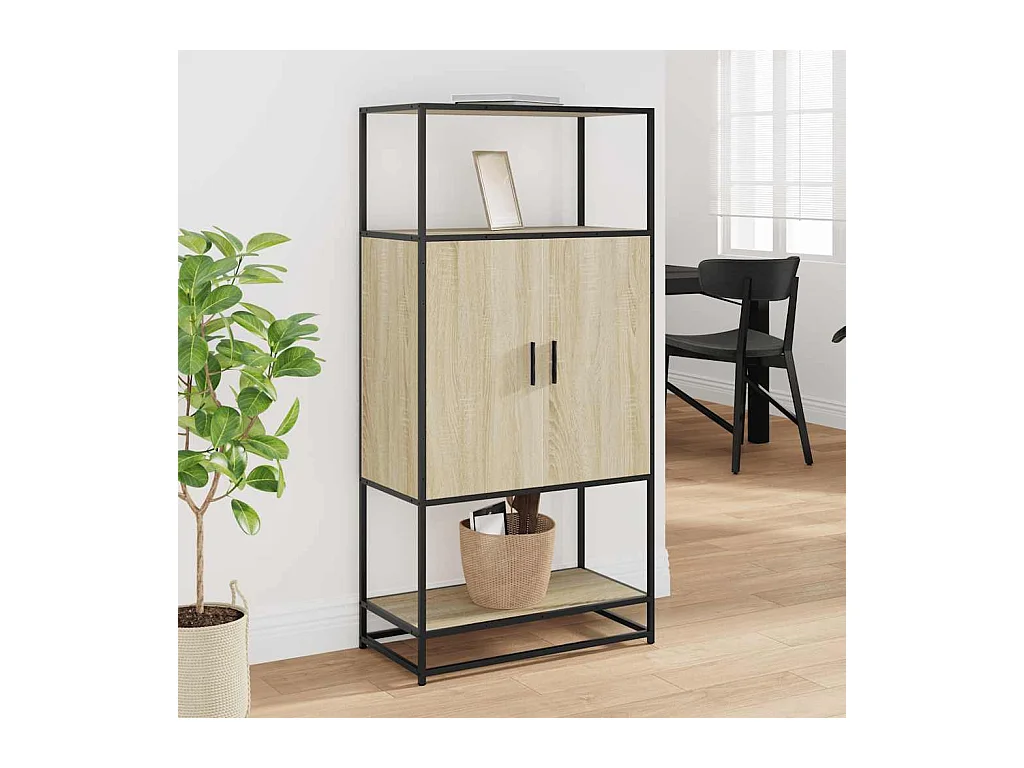 Buffet haut chêne sonoma 68x35x139 cm bois d'ingénierie métal