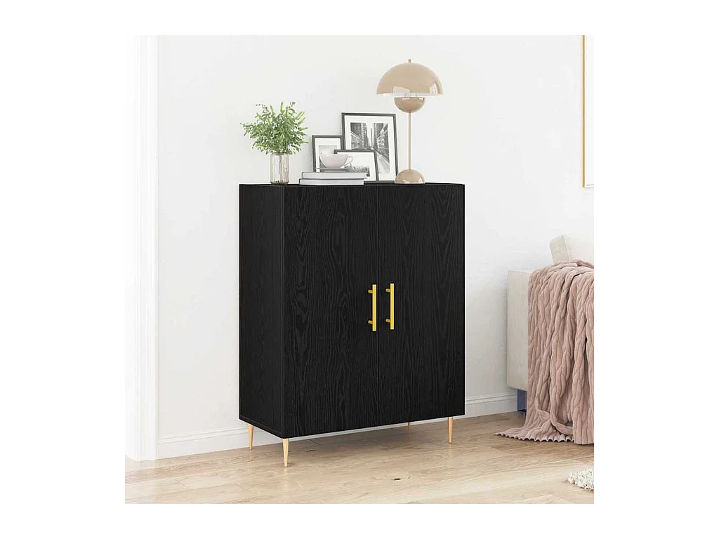 Buffet Chêne noir 69,5 x 34 x 90 cm Bois d'ingénierie
