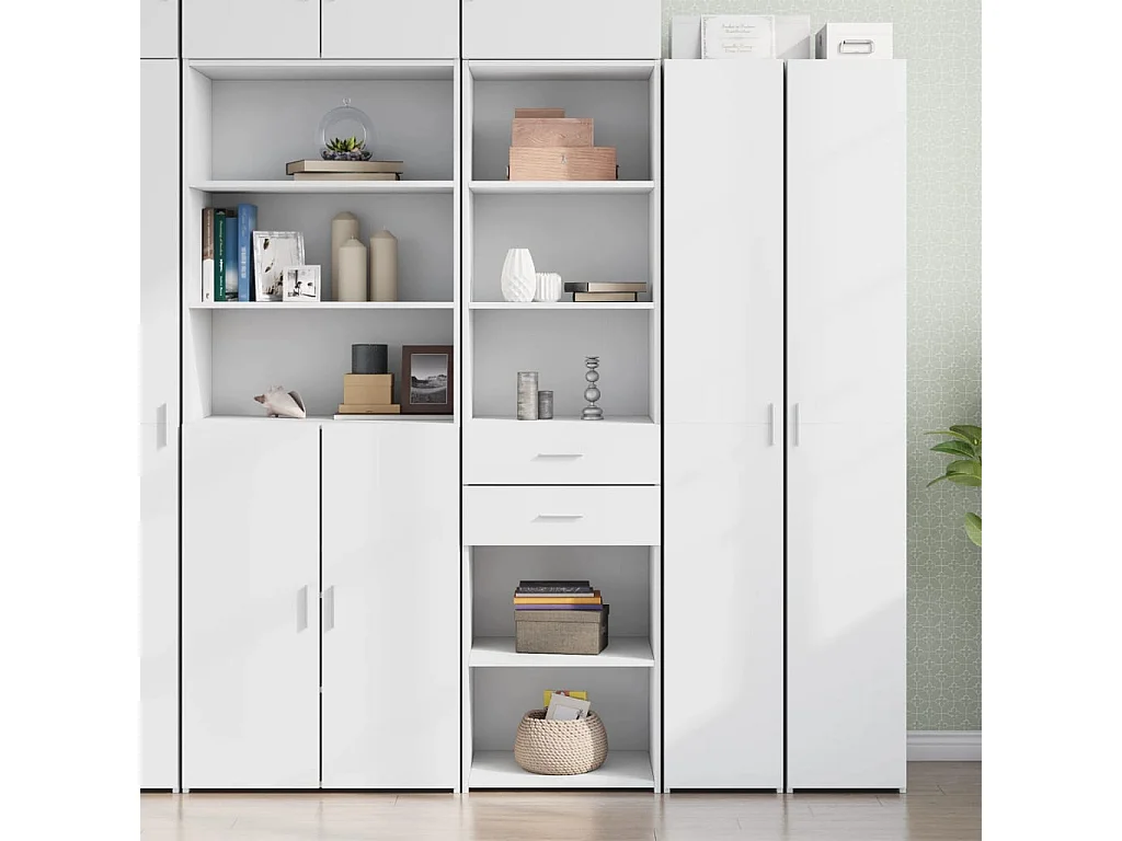 Buffet haut blanc 50x42,5x185 cm bois d'ingénierie