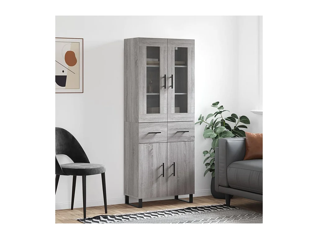 Aparador alto madera contrachapada gris sonoma 69,5x34x180 cm