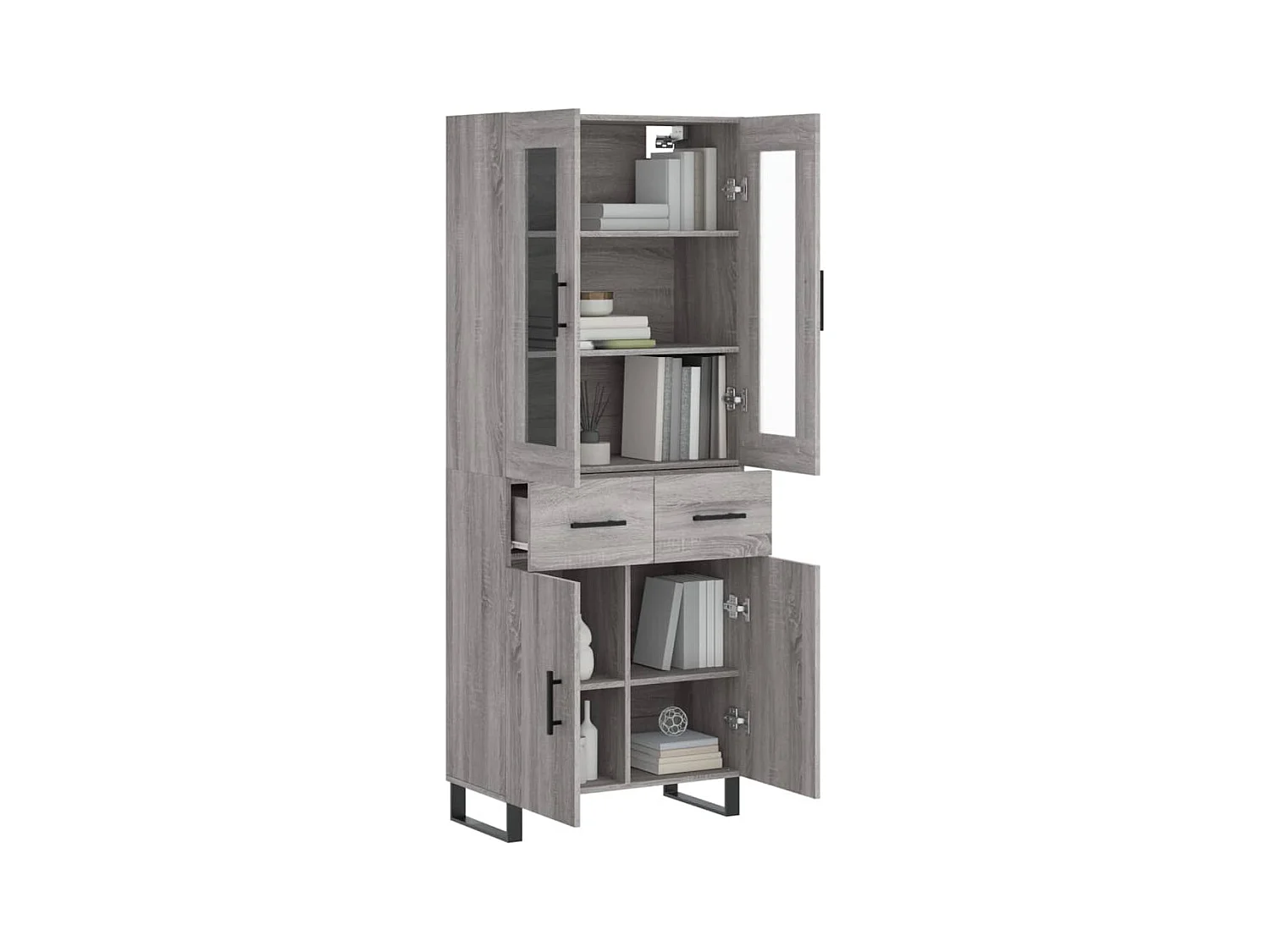 Aparador alto madera contrachapada gris sonoma 69,5x34x180 cm