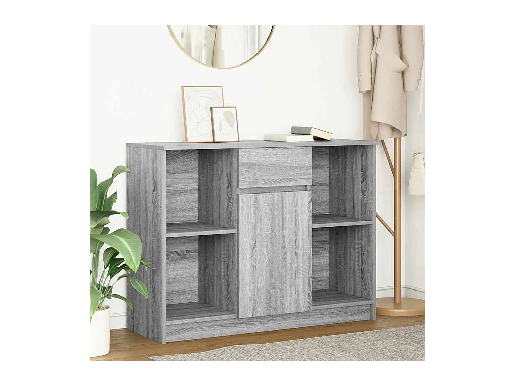 Buffet avec tiroir sonoma gris 101x35x76 cm bois d'ingénierie