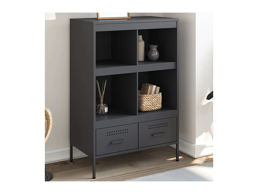 Aparador acero gris antracita 68x39x101,5 cm