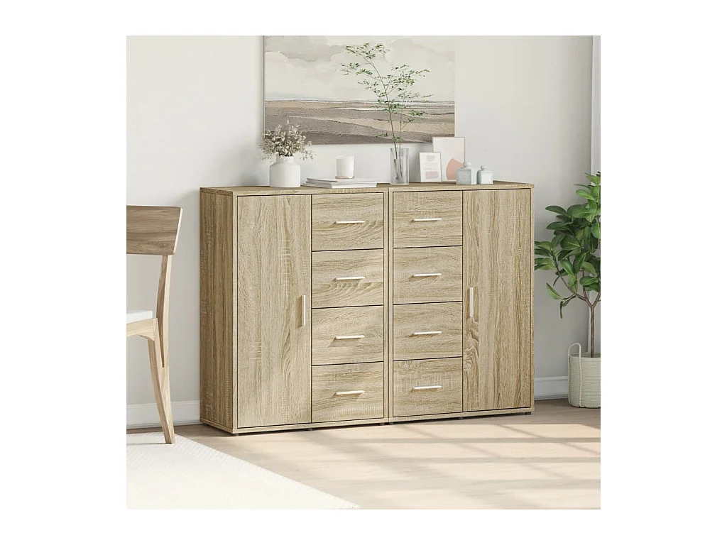 Buffets 2 pièces chêne sonoma 60x31x84 cm bois d'ingénierie