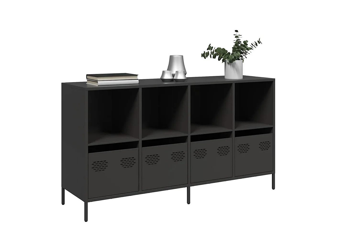 Buffet noir 135x39x73,5 cm acier laminé à froid